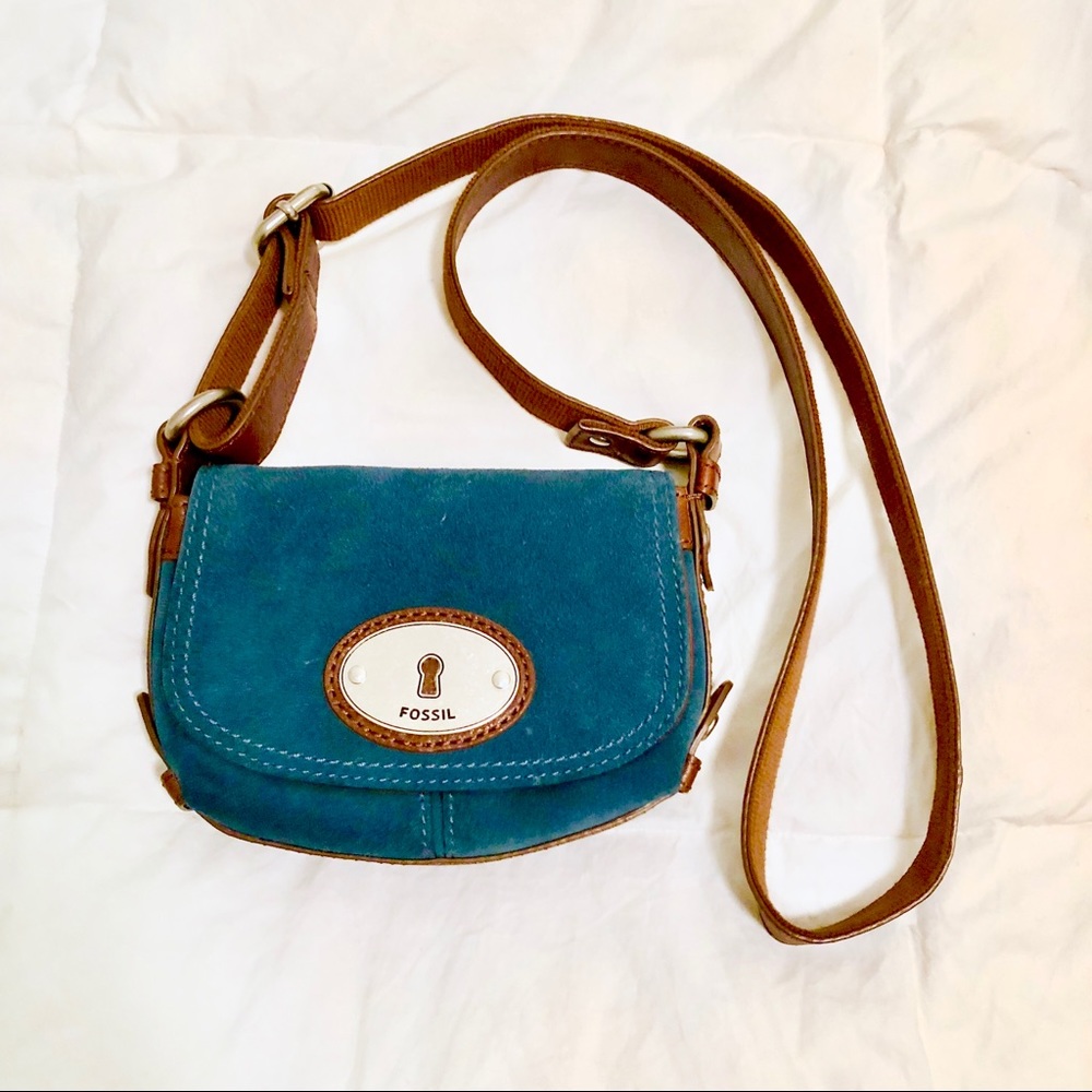 FOSSIL TEAL SUEDE CROSSBODY BAG